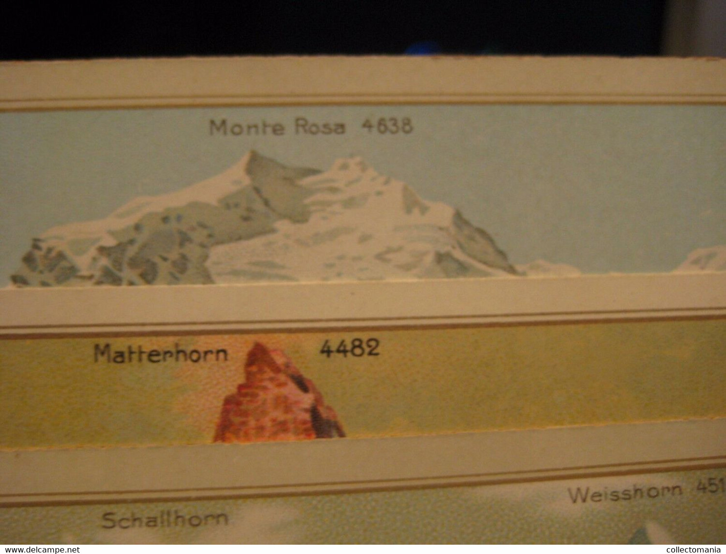 SUCHARD Menus11 second part A, 6 chromos 1-6, c1902 Bergen mountain climbing montagne guides SUISSE chocolat Tres Bien