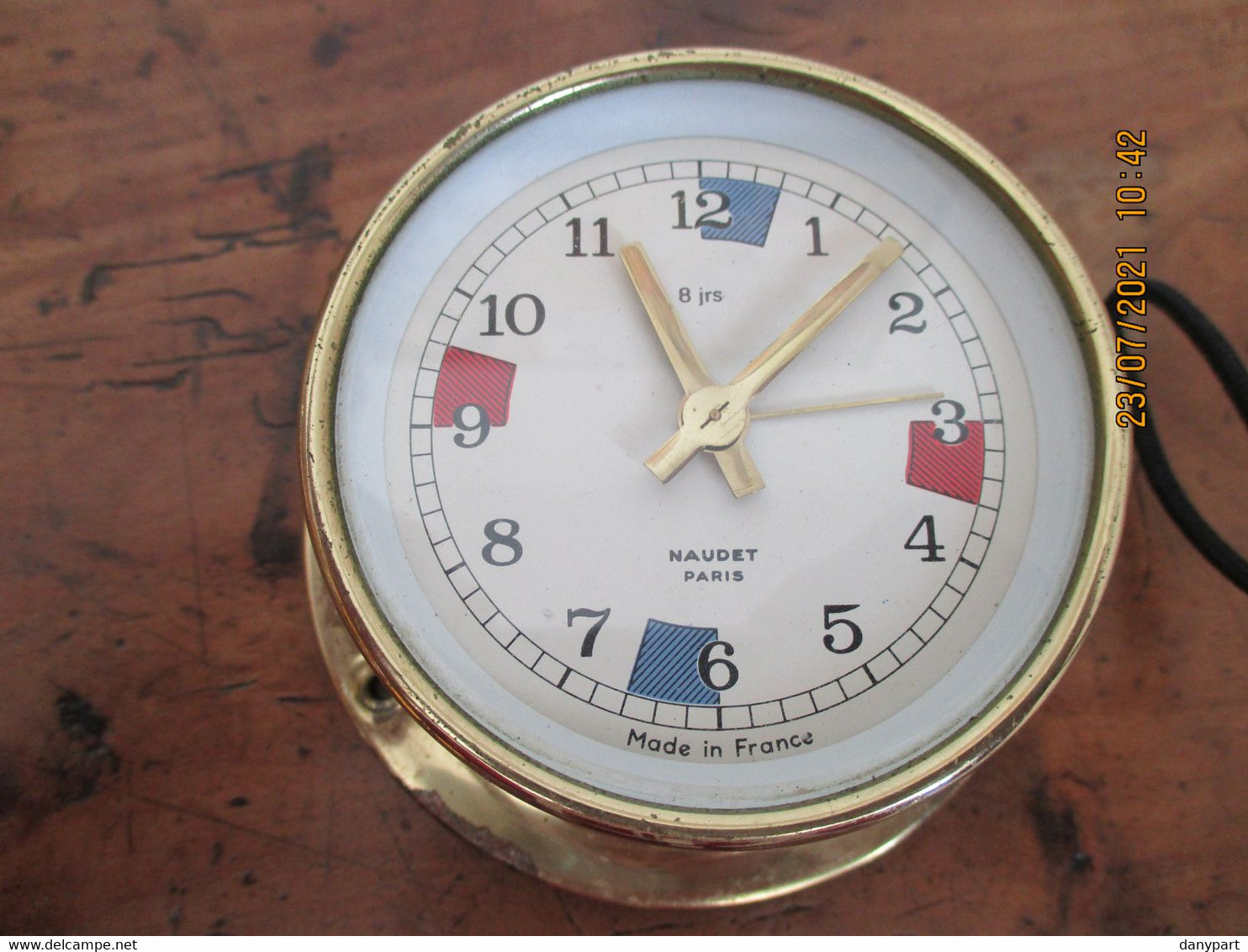 PENDULETTE DE MARINE Naudet - Mécanique 8 Jours FONCTIONNE  Laiton Vintage Déco Bateau REVEIL HORLOGE - Alarm Clocks