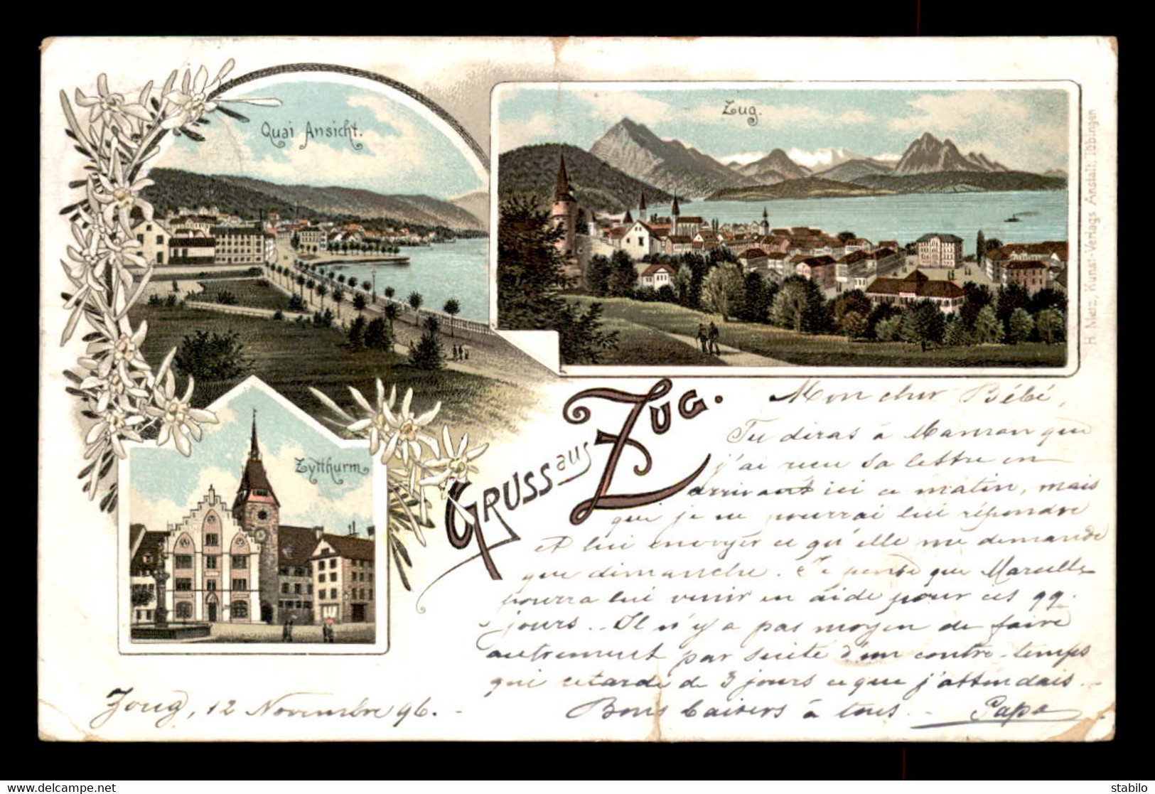 SUISSE - ZOUG - ZUG - CARTE LITHOGRAPHIQUE GRUSS - VOIR ETAT - Zug