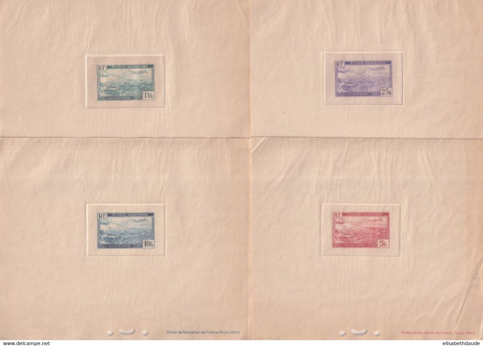 ALGERIE - 1946 - RARE SERIE COMPLETE POSTE AERIENNE YT 1/6 EPREUVES De LUXE Avec CRISTAL DE PROTECTION ! COTE = 180 EUR. - Airmail