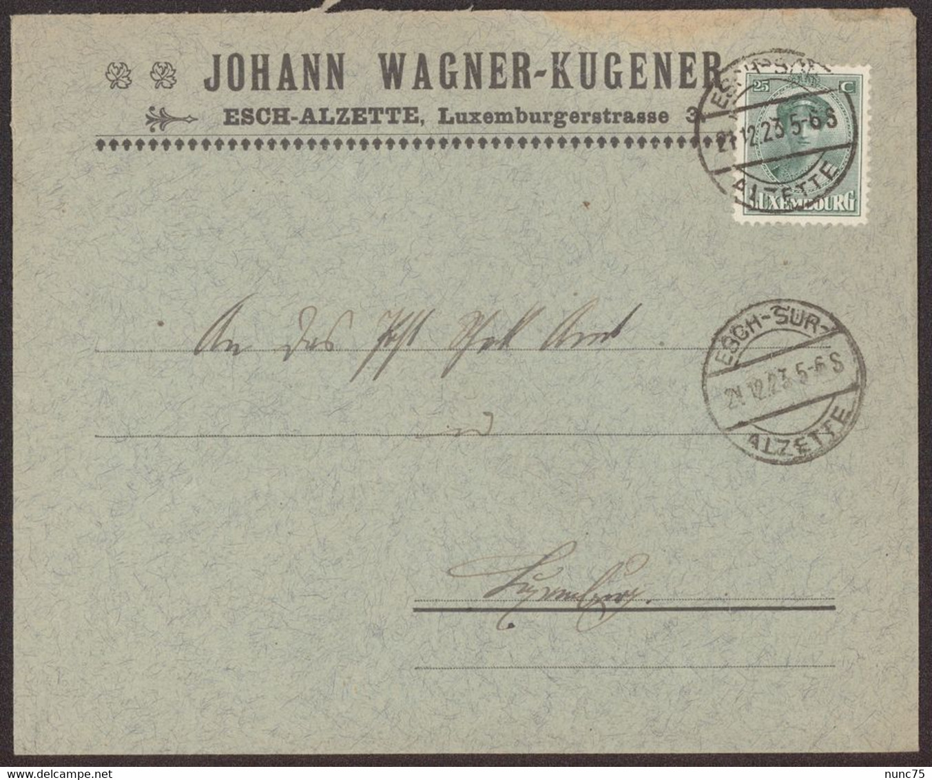 Facture / Enveloppe Ancienne ESCH SUR ALZETTE Luxembourg  1923 Johann WAGNER KUGENER - Luxembourg