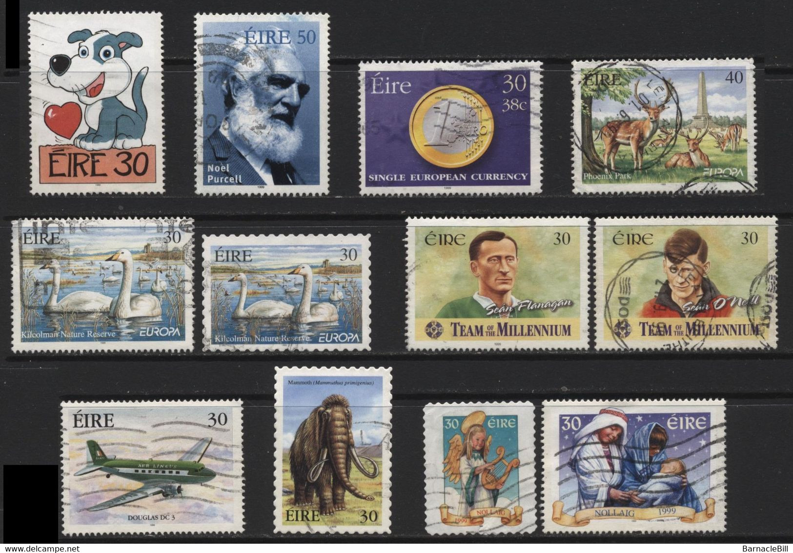 Ireland (44) 1999 Commemoratives. 12 Different Stamps. Used. Hinged. - Otros & Sin Clasificación