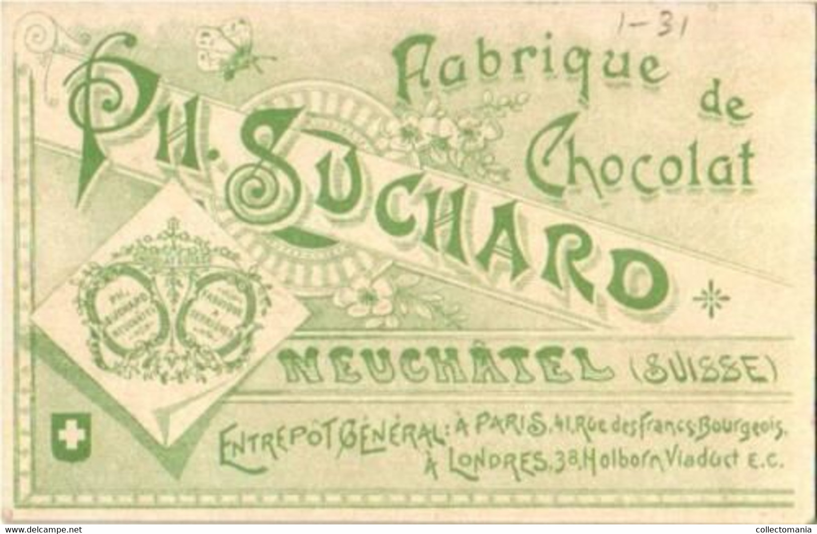 6 chromo lithography cards travel with chocolate SUCHARD, set 31B, anno 1892 VG suisse chocolade