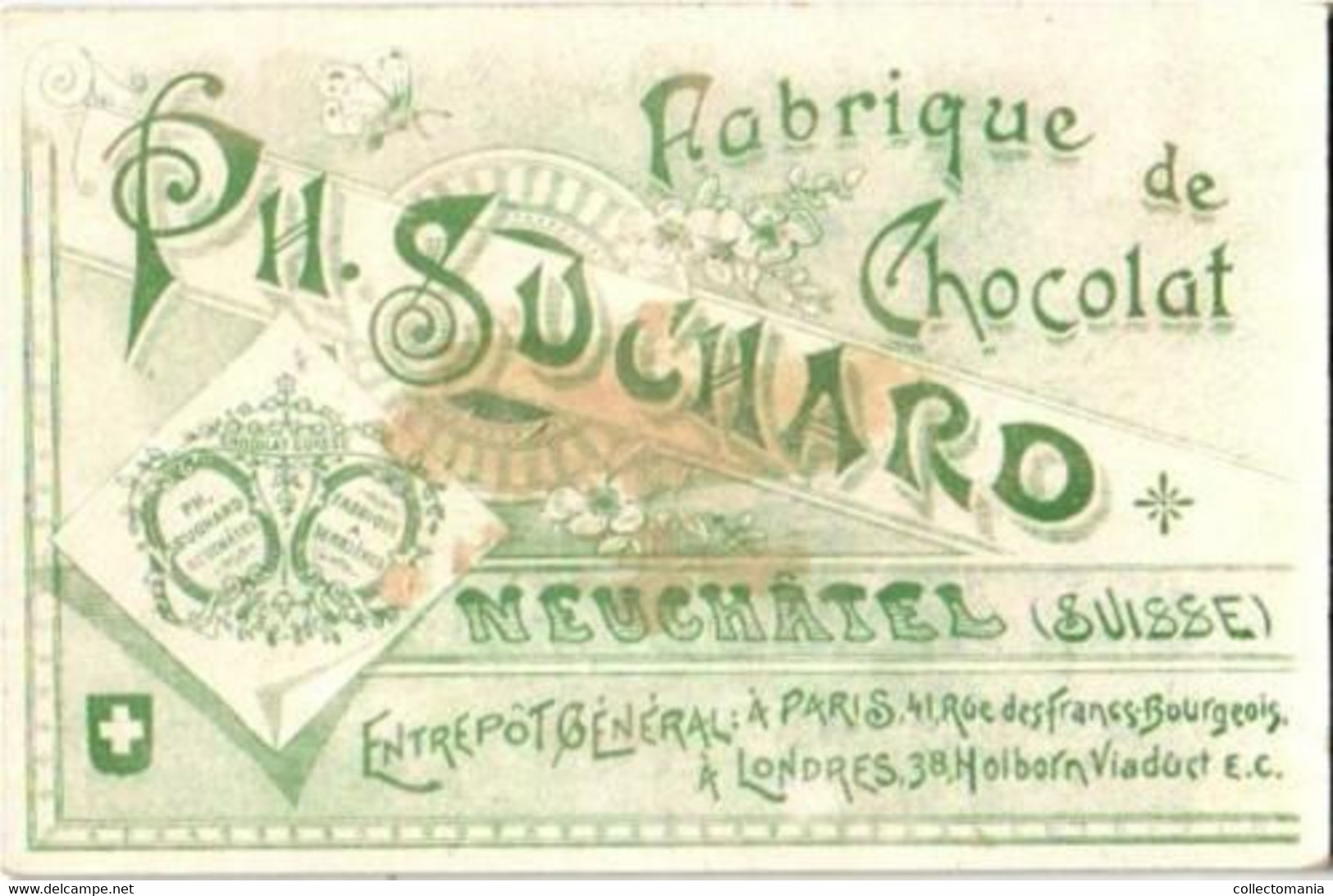 6 chromo lithography cards travel with chocolate SUCHARD, set 31B, anno 1892 VG suisse chocolade