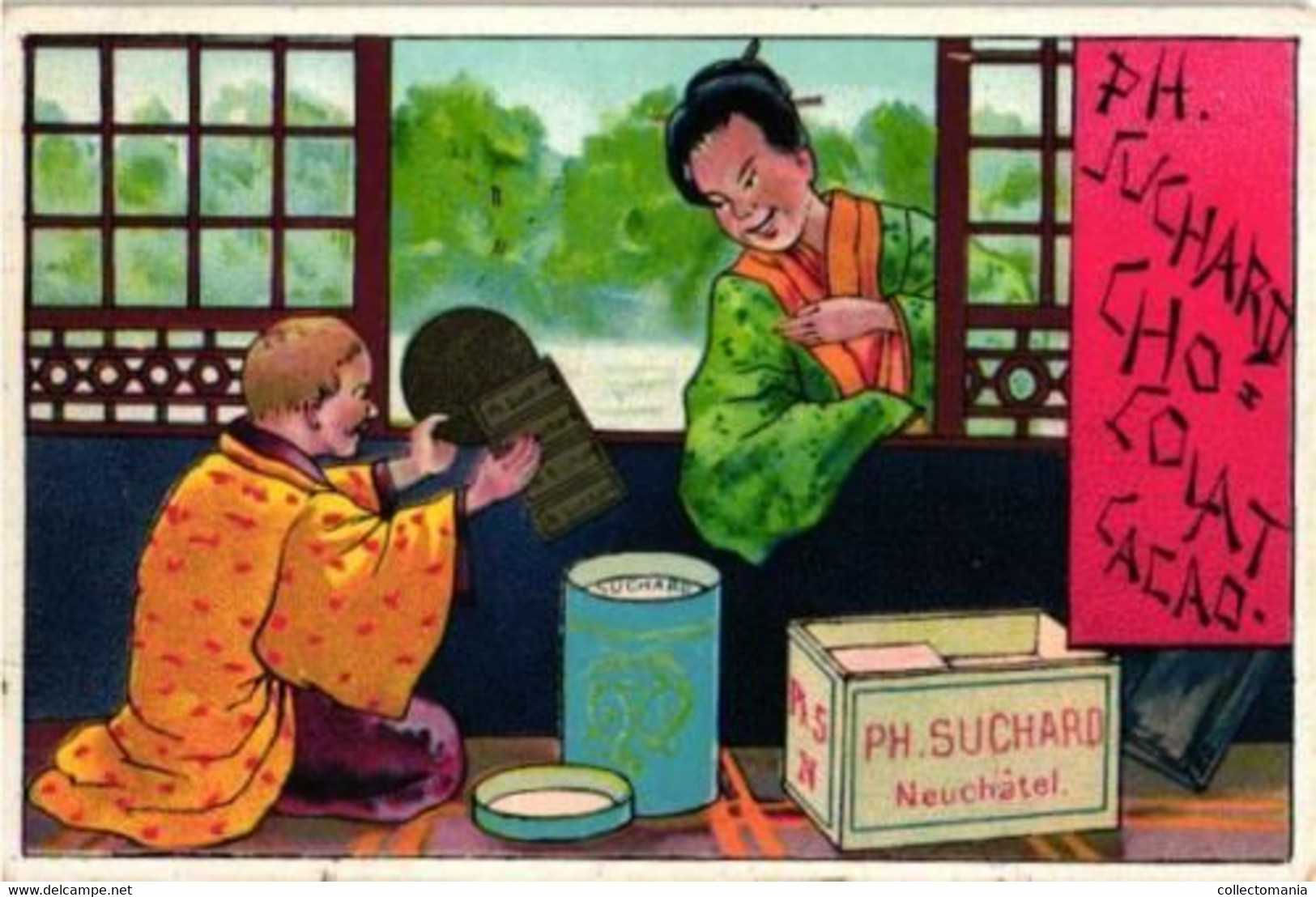 4 Chromo Lithography Cards Chocolate SUCHARD, Set 34, Anno 1893 China Japan VG - Suchard