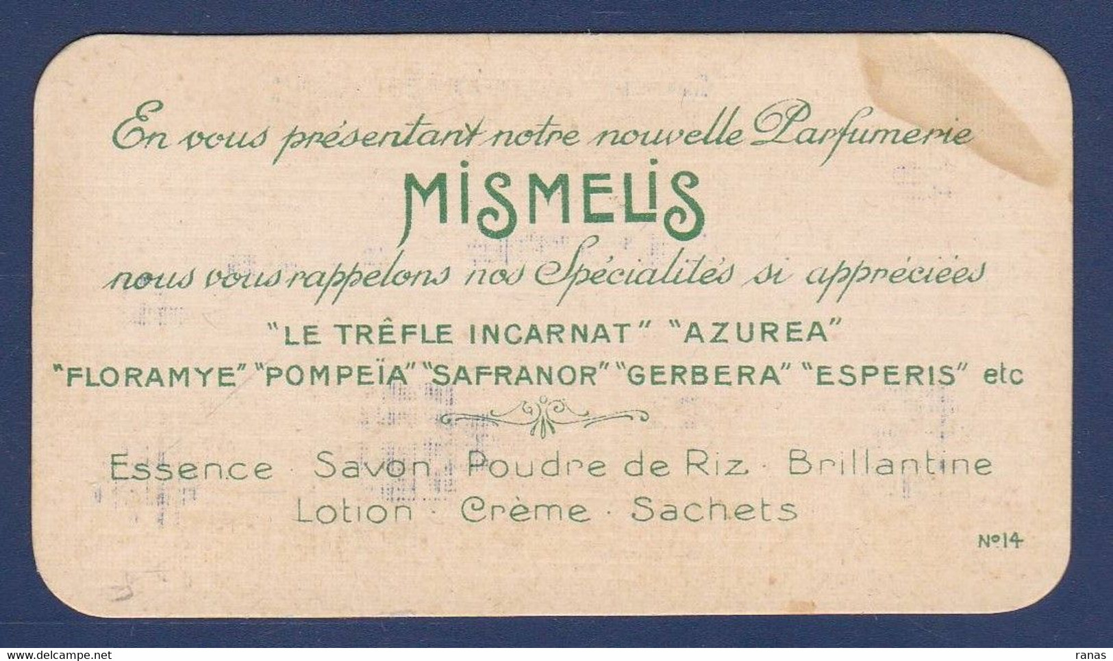 Parfum Carte Parfumée MISMELIS Piver Voir Dos - Vintage (until 1960)