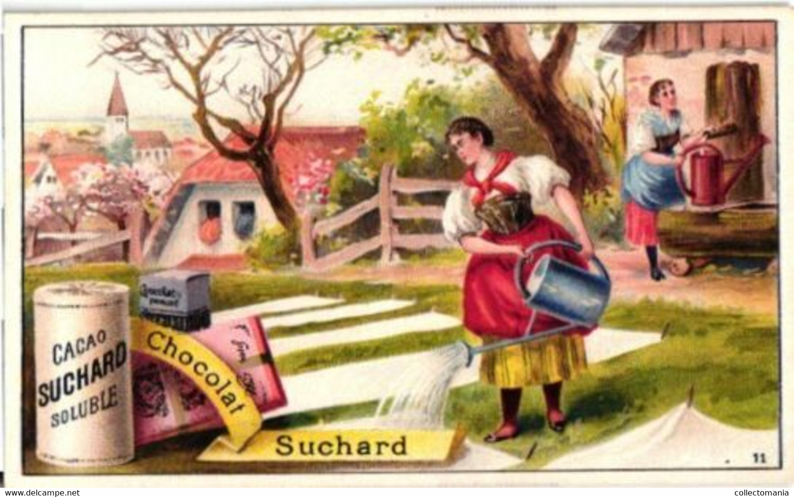 6 Chromo Litho Cards Chocolate SUCHARD Set 61B C1898 Litho Story Of Bread & Flax  Chocolate Suisse, - Suchard