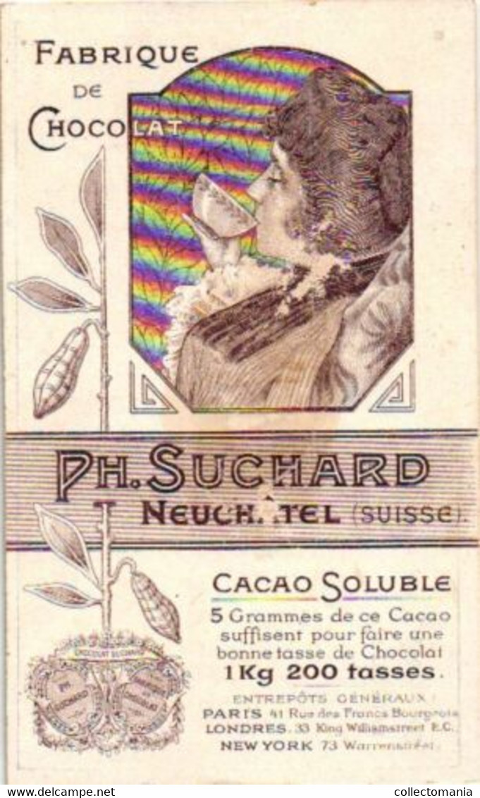 6 chromo litho cards chocolate SUCHARD set 61B c1898 Litho Story of Bread & Flax  chocolate Suisse,