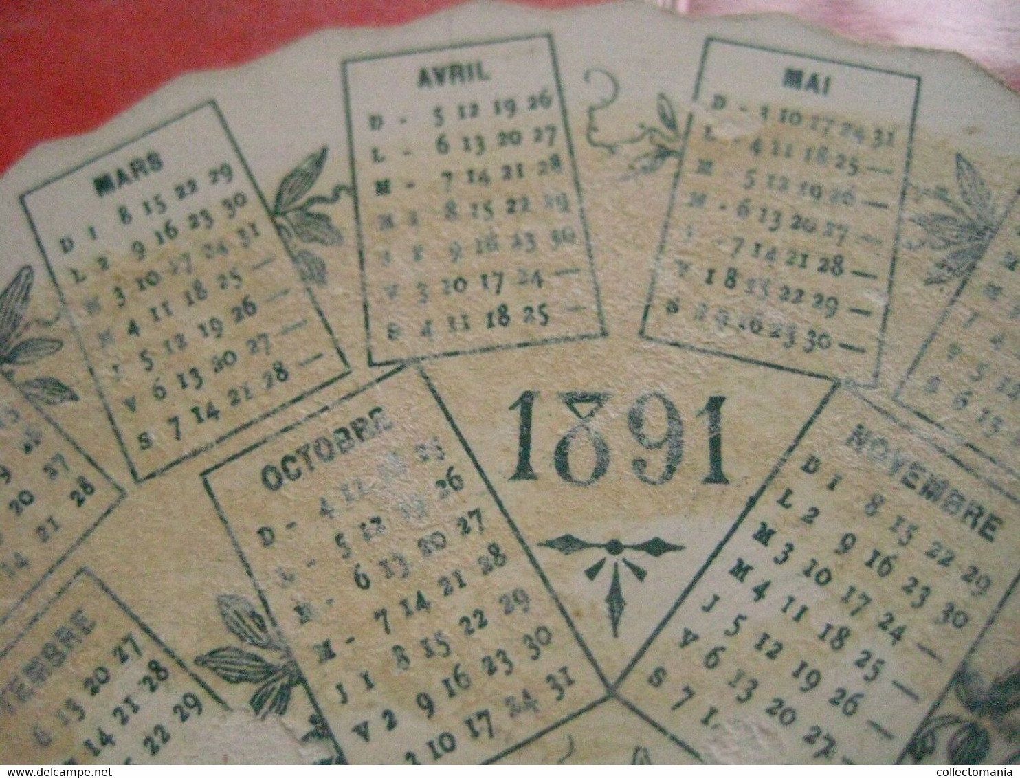 4 Cards Die Cut Chocolate  Uchard  Set Part IV  Set Nr 2  Fan Shaped Calendars 1891 1891 SUCHARD 10,8 X 5,4 Cm - Suchard