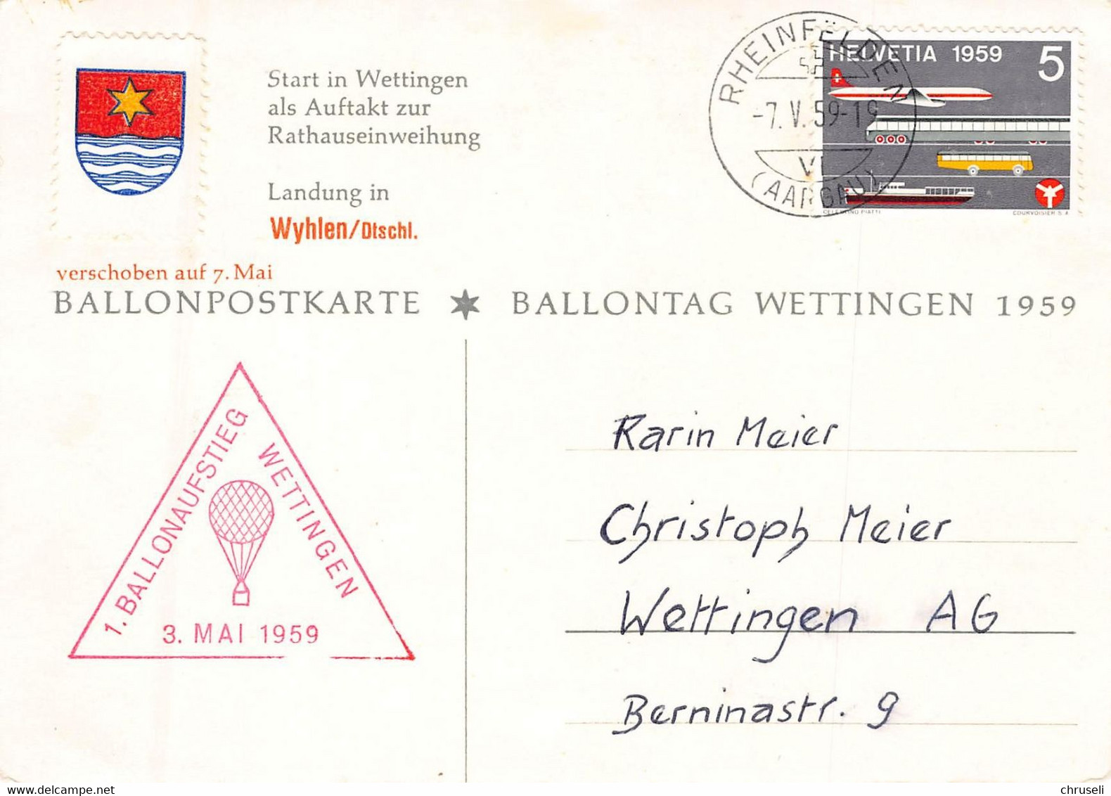 Wettingen Ballonpostkarte - Wettingen