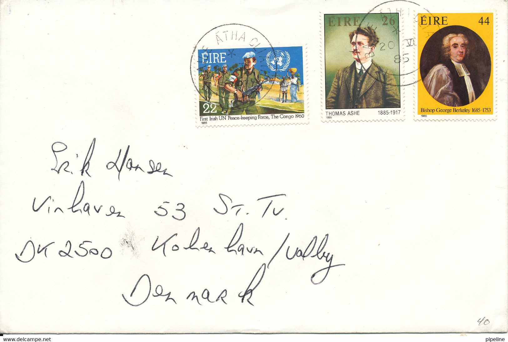 Ireland Cover Sent To Denmark 20-6-1985 - Lettres & Documents