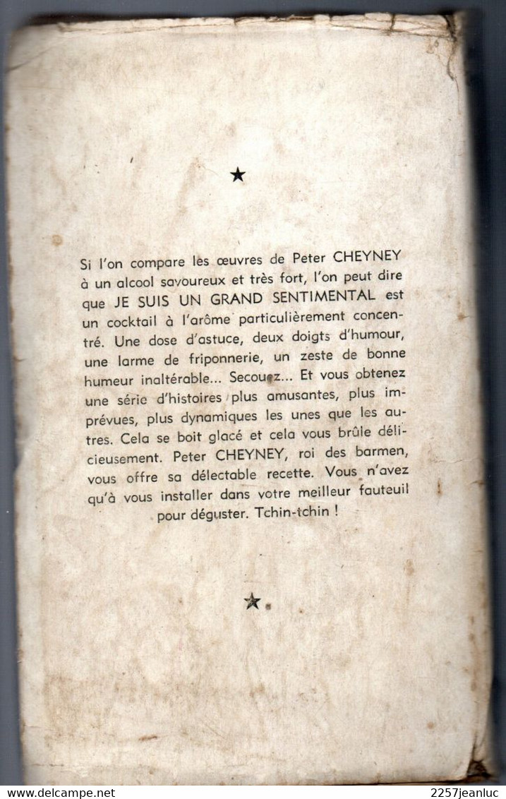 Peter Cheyney - Je Suis Un Grand Sentimental Presses De La Cité De 1948 - Presses De La Cité