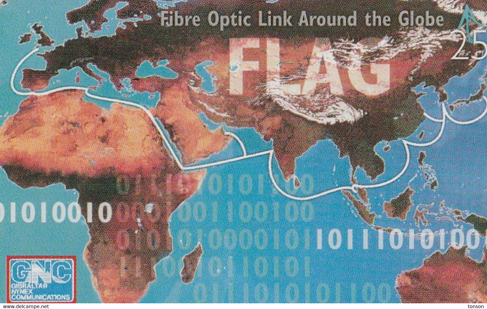 Gibraltar, GIB-63, Fibre Optic Link Around The Globe Flag, Mint, 2 Scans. - Gibraltar