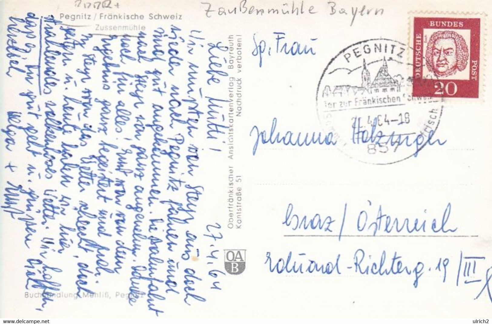 AK Pegnitz - Fränkische Schweiz - Zussenmühle - 1964  (57189) - Pegnitz