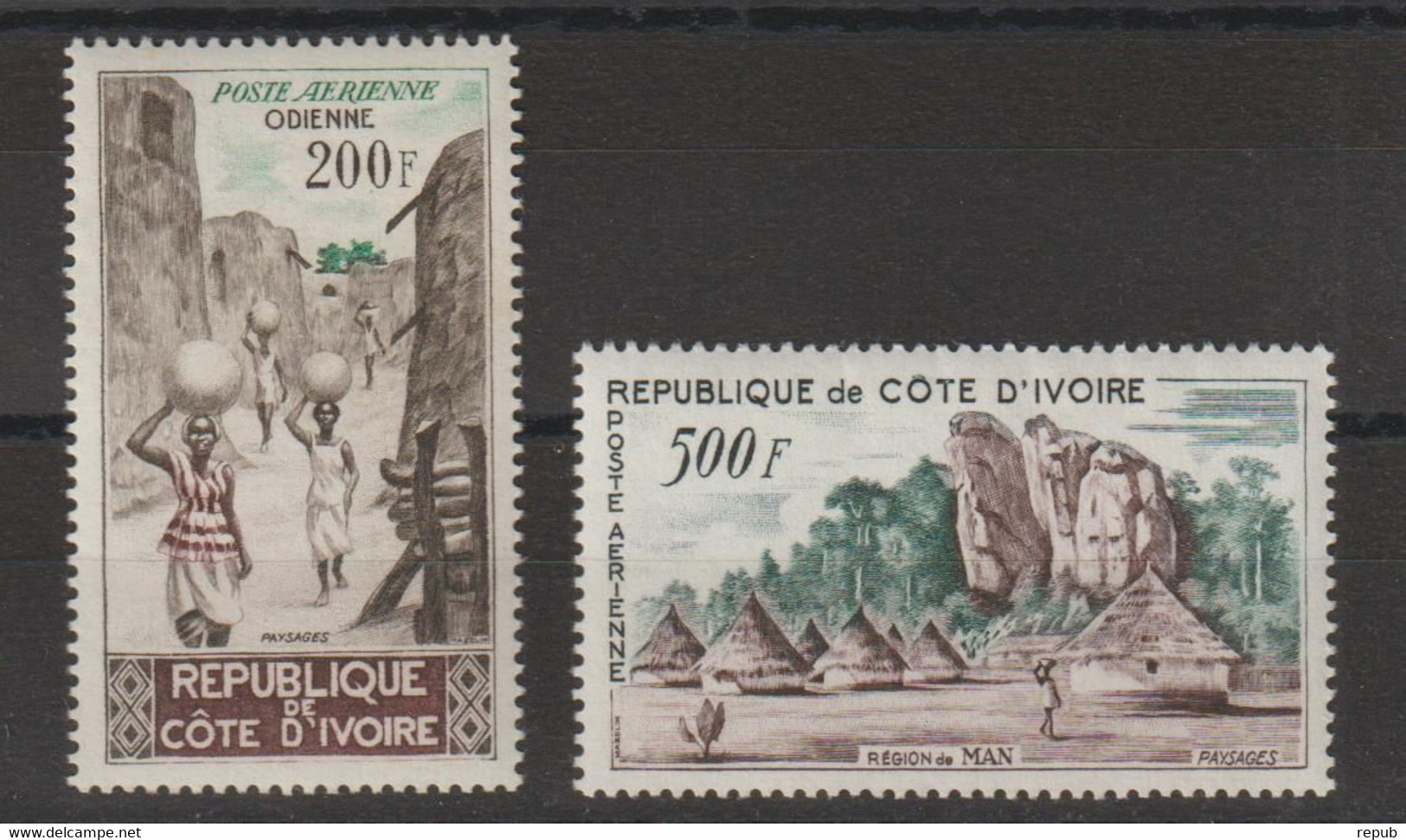 Cote D'Ivoire 1962 Sites PA 23-24 2 Val ** MNH - Côte D'Ivoire (1960-...)