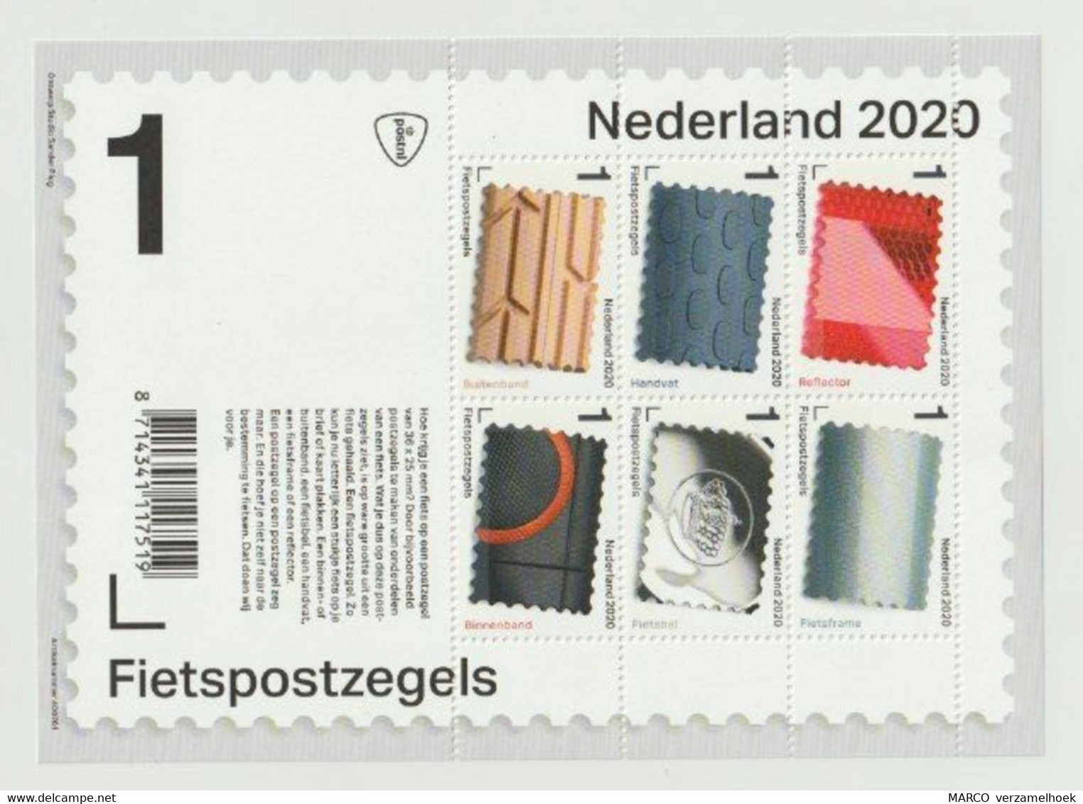 Nederland 2020 POSTZEGELVEL Fietspostzegels Velo-fiets-bicycle-fahrrad (NL) - Unclassified