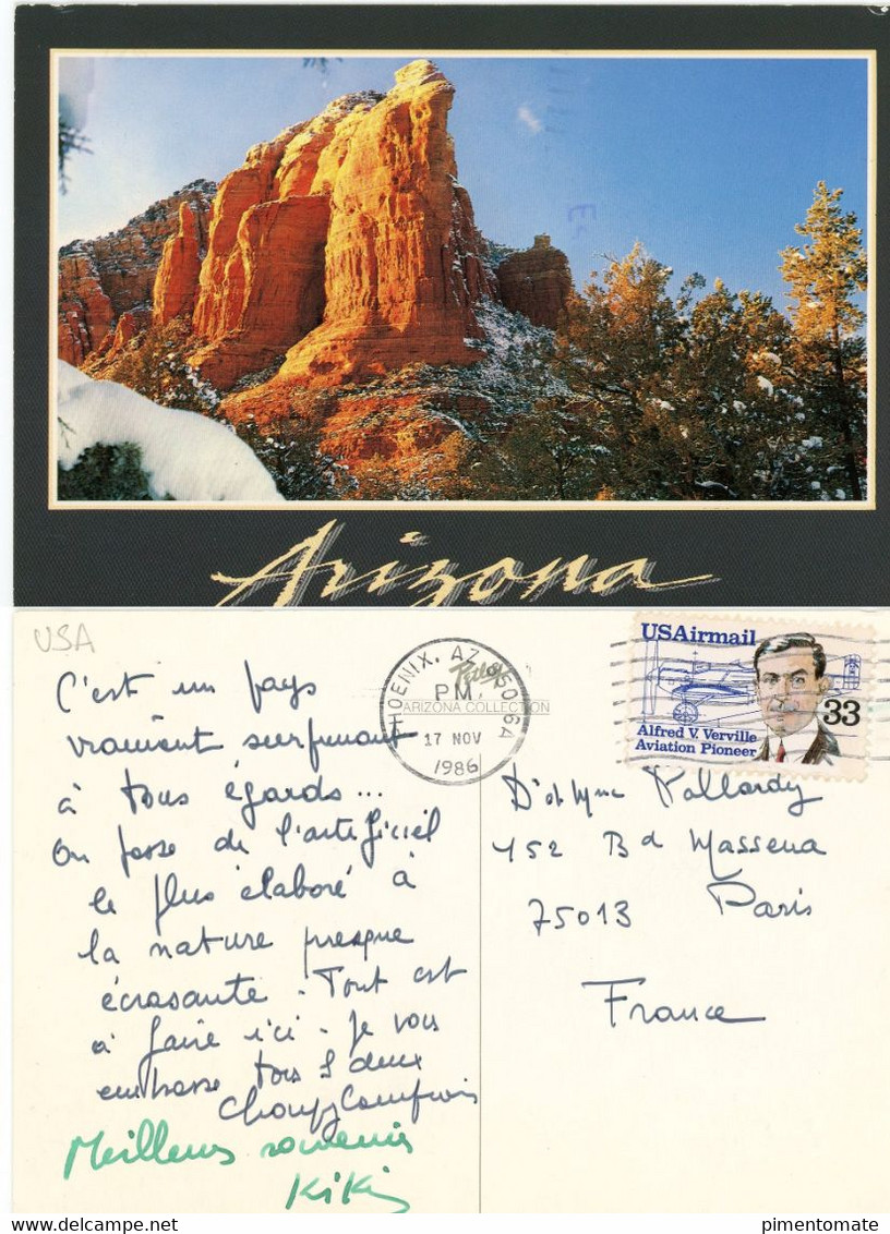 ARIZONA SEDONA'S WINTER SPLENDOR STAMP ALFRED V. VERVILLE AVIATION PIONEER 1986 - Sedona