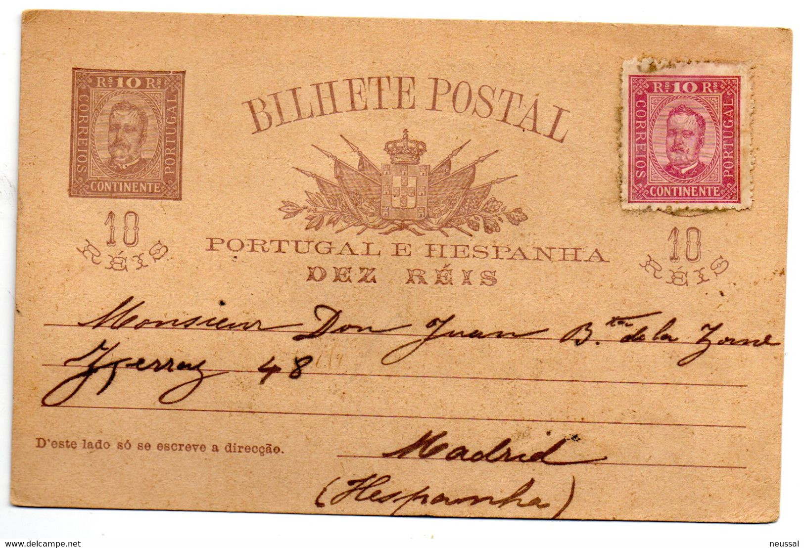 Tarjeta Postal De Continente. 10 Reis - Altri & Non Classificati