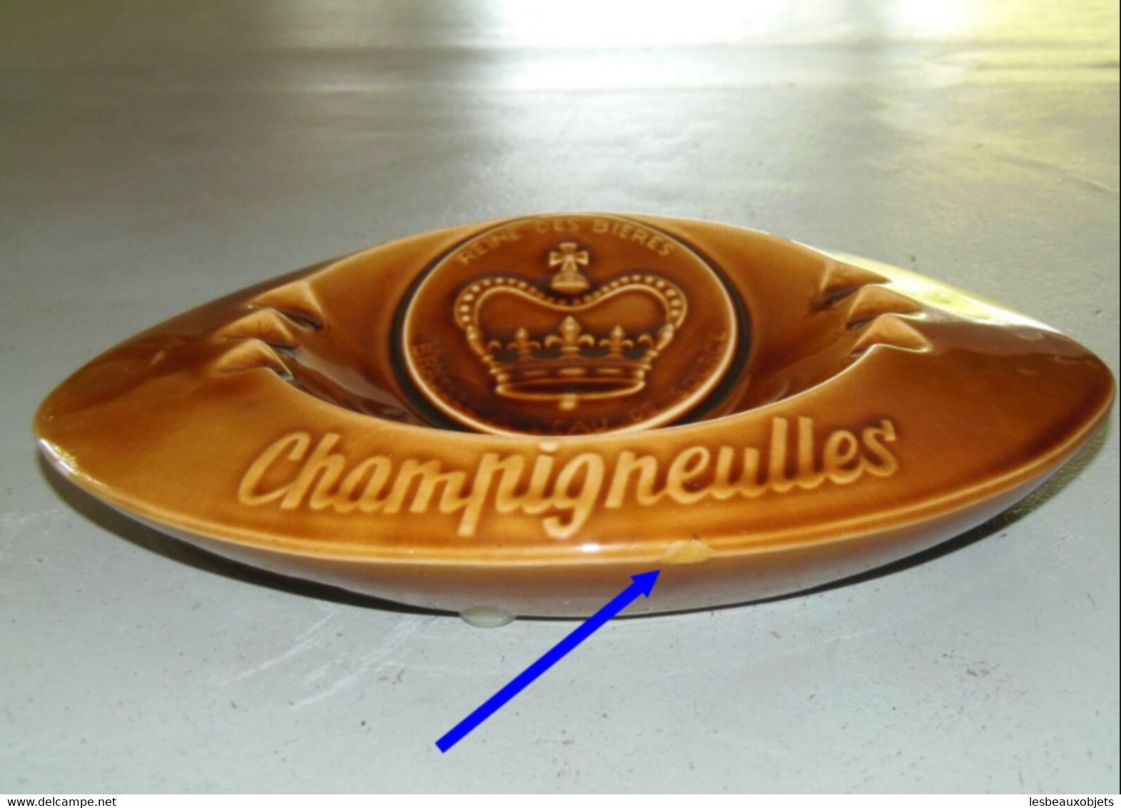 JOLI ANCIEN GROS CENDRIER PUBLICITE BIERES CHAMPIGNEULLES SARREGUEMINES Bistrot Café Déco Collection Vitrine - Porcelain