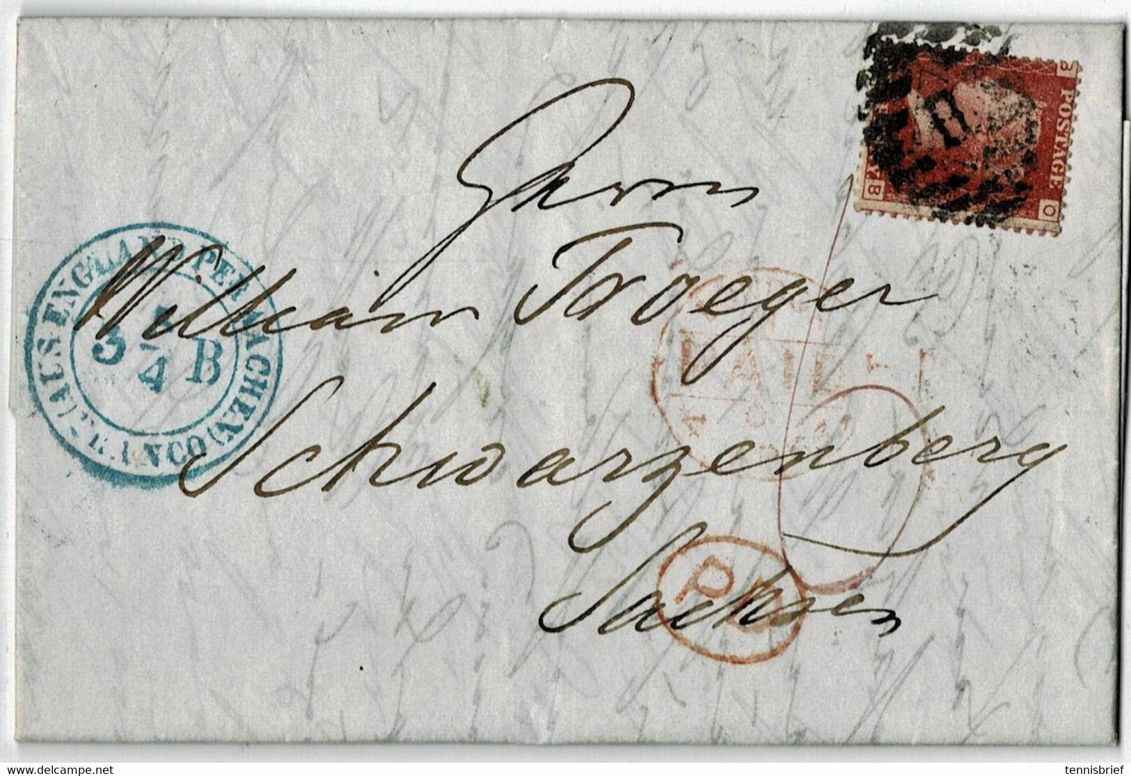 1866, 1 P. A. Bf., Teil-Frankatuur  Nach Sachsen! ,  A 5210 - Briefe U. Dokumente