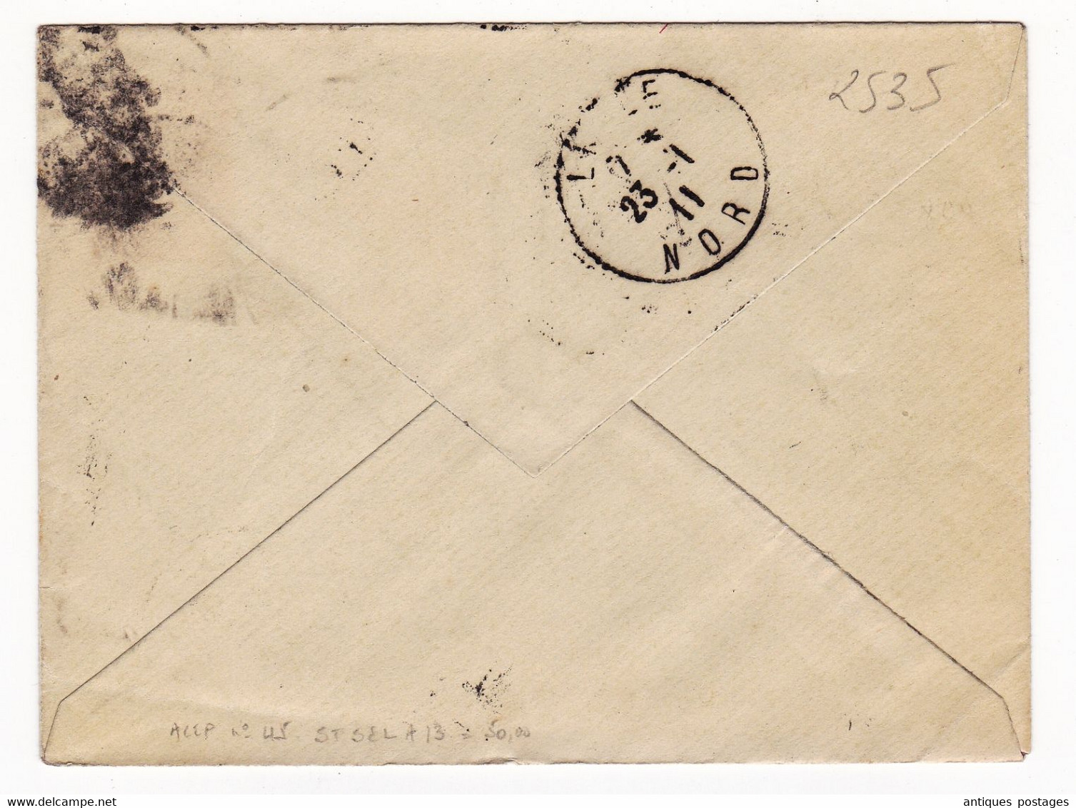 Enveloppe 1911 Entier Postal Semeuse 10 Centimes Nice Alpes Maritimes Pour Lille Nord Hugo De Cort Numismatie - Buste Postali E Su Commissione Privata TSC (ante 1995)