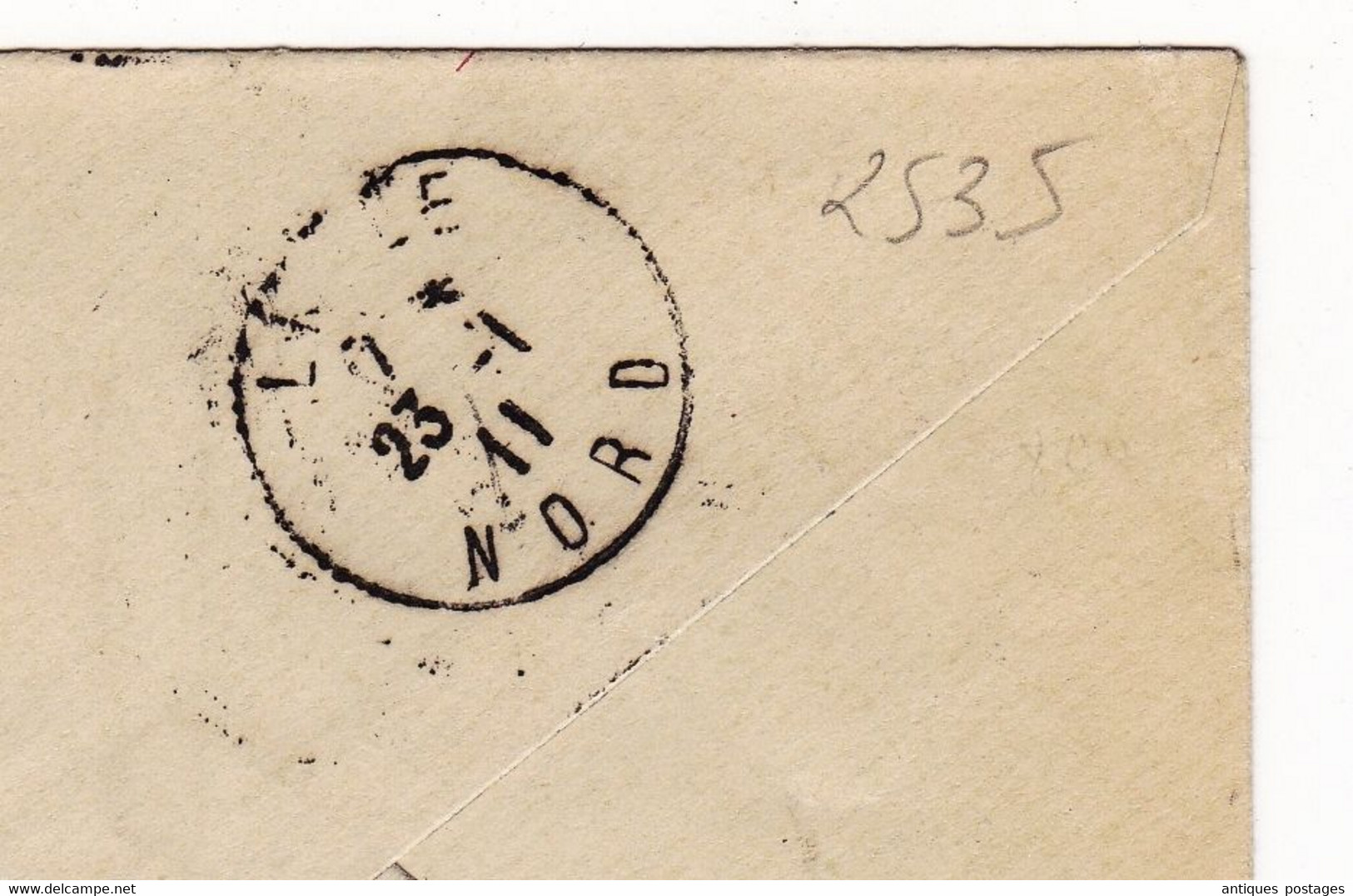 Enveloppe 1911 Entier Postal Semeuse 10 Centimes Nice Alpes Maritimes Pour Lille Nord Hugo De Cort Numismatie - Enveloppes Types Et TSC (avant 1995)
