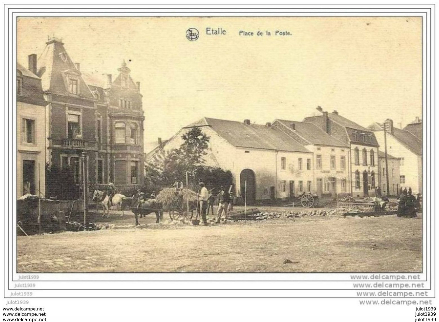 Julot1939 ..-- ETALLE ..-- Place De La Poste . Attelage . Vers TERMES ( Melle Juliette LAURENT ) . Voir Verso . - Etalle