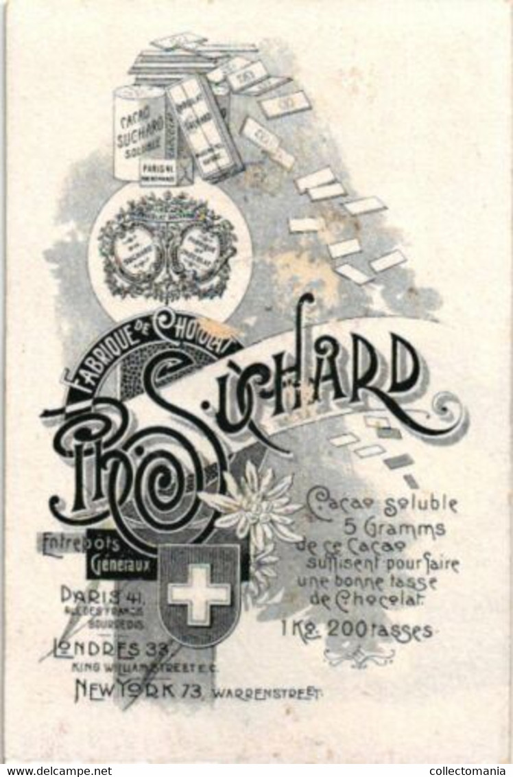 6 chromo litho cards chocolate SUCHARD set 62B litho cards chocolate SUCHARD c1898 chocolate Suisse, famous  Buildings