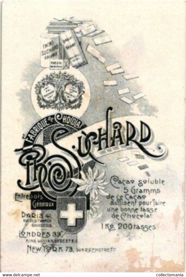 6 chromo litho cards chocolate SUCHARD set 62B litho cards chocolate SUCHARD c1898 chocolate Suisse, famous  Buildings