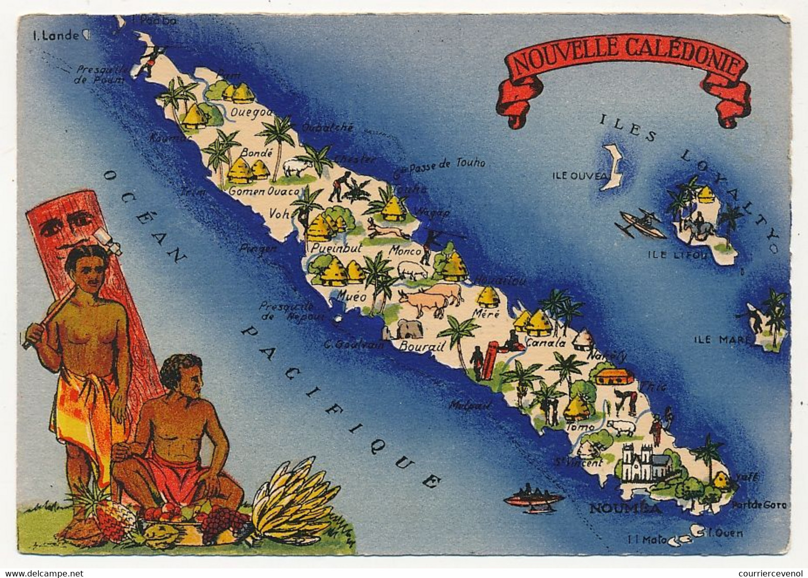 CPM - NOUVELLE CALEDONIE - Carte Géographique - BARRE DAYEZ Edition 1942 Titre Rouge - Nouvelle Calédonie