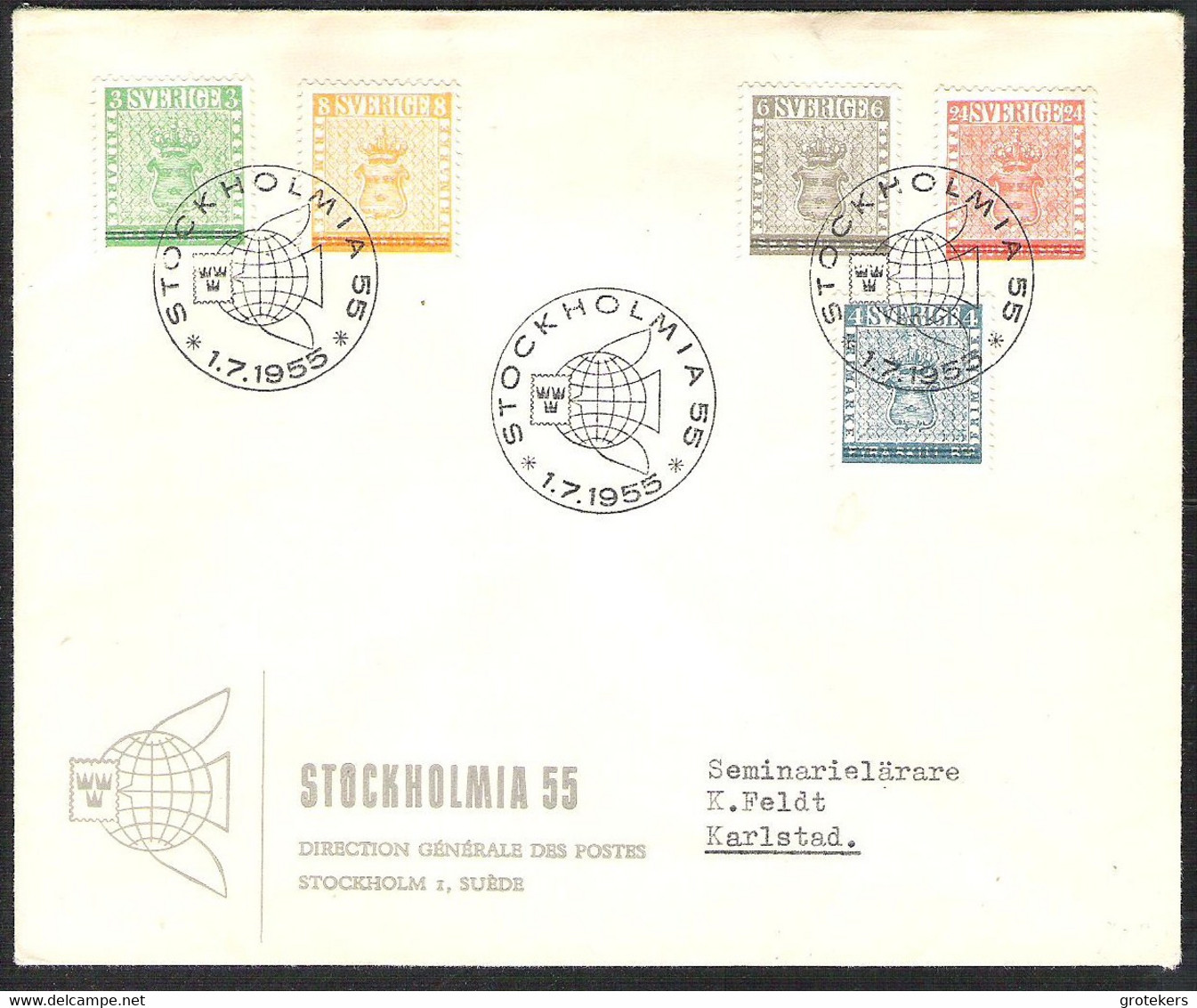 SWEDEN Stockholmia 1955 FDC With Yvert 399/403 - Other & Unclassified