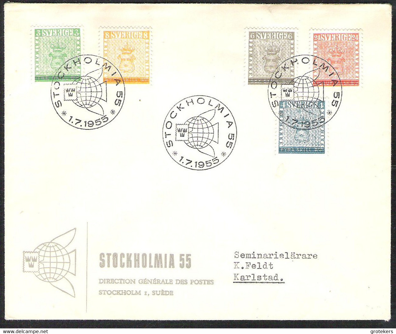 SWEDEN Stockholmia 1955 FDC With Yvert 399/403 - Altri & Non Classificati