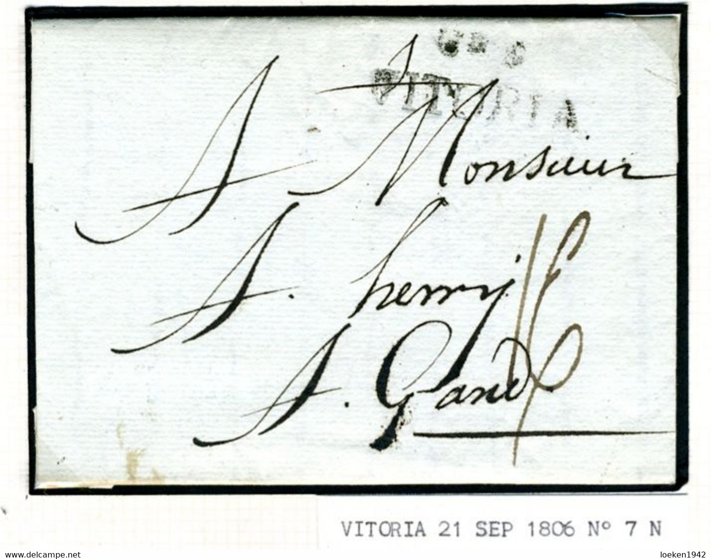 ESPAGNE Lettre Avec Texte De  VITORIA  1806  Vers GAND  BELGIQUE  PR33 - ...-1850 Prefilatelia