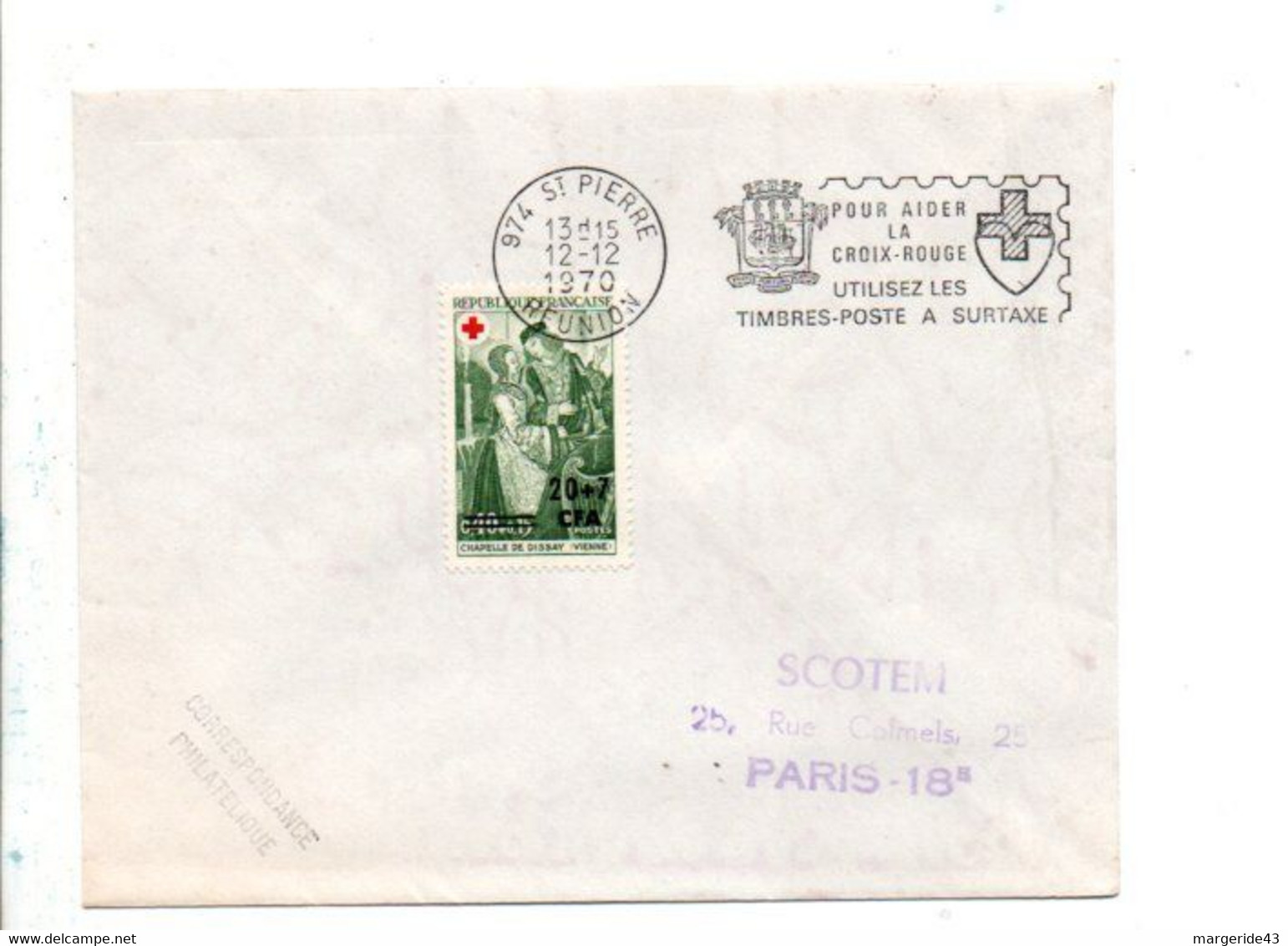 REUNION FDC FLAMME CROIX ROUGE 1970 - Covers & Documents