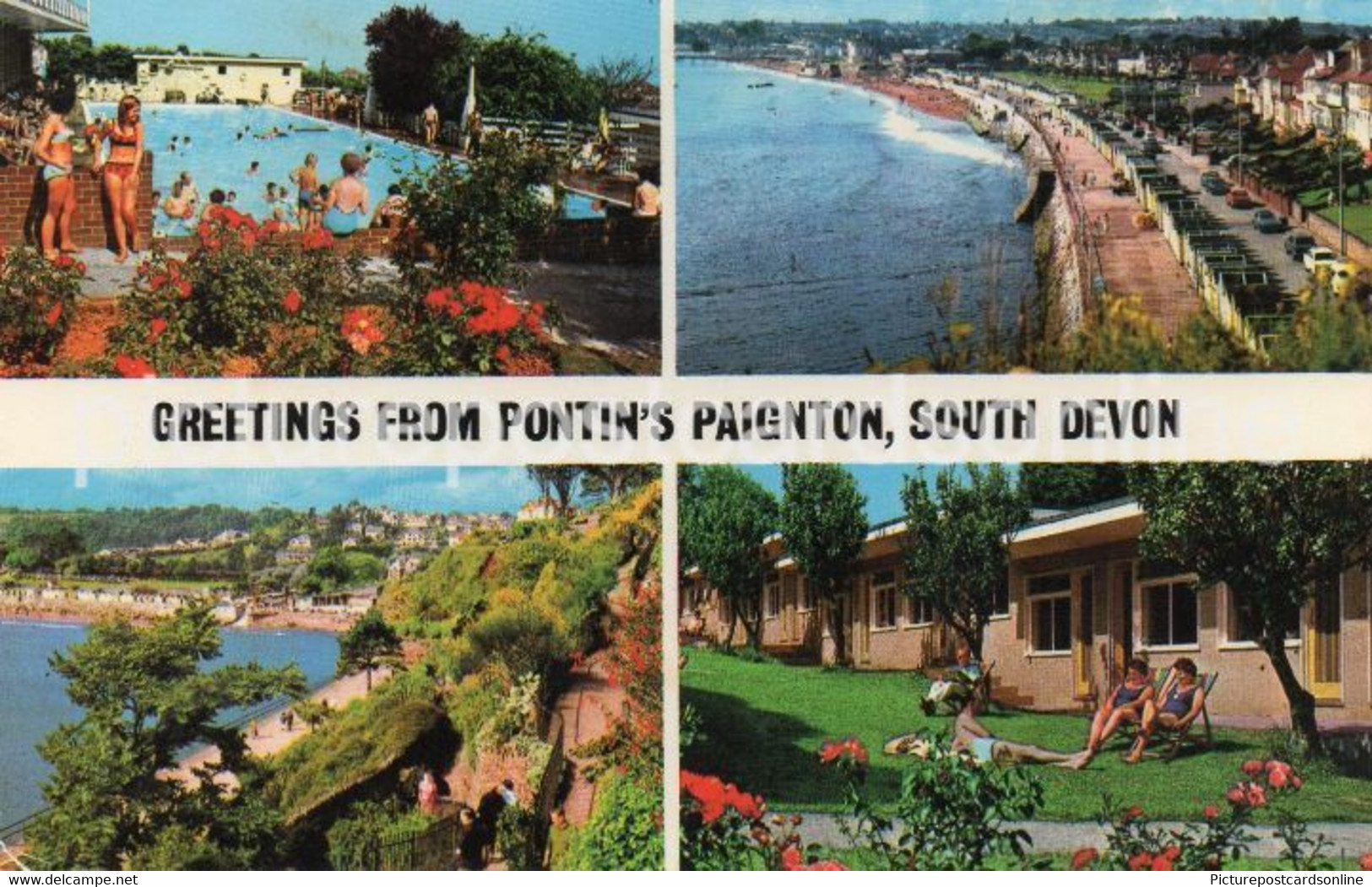 GREETINGS FROM PONTINS PAIGNTON OLD COLOUR POSTCARD SOUTH DEVON - Paignton