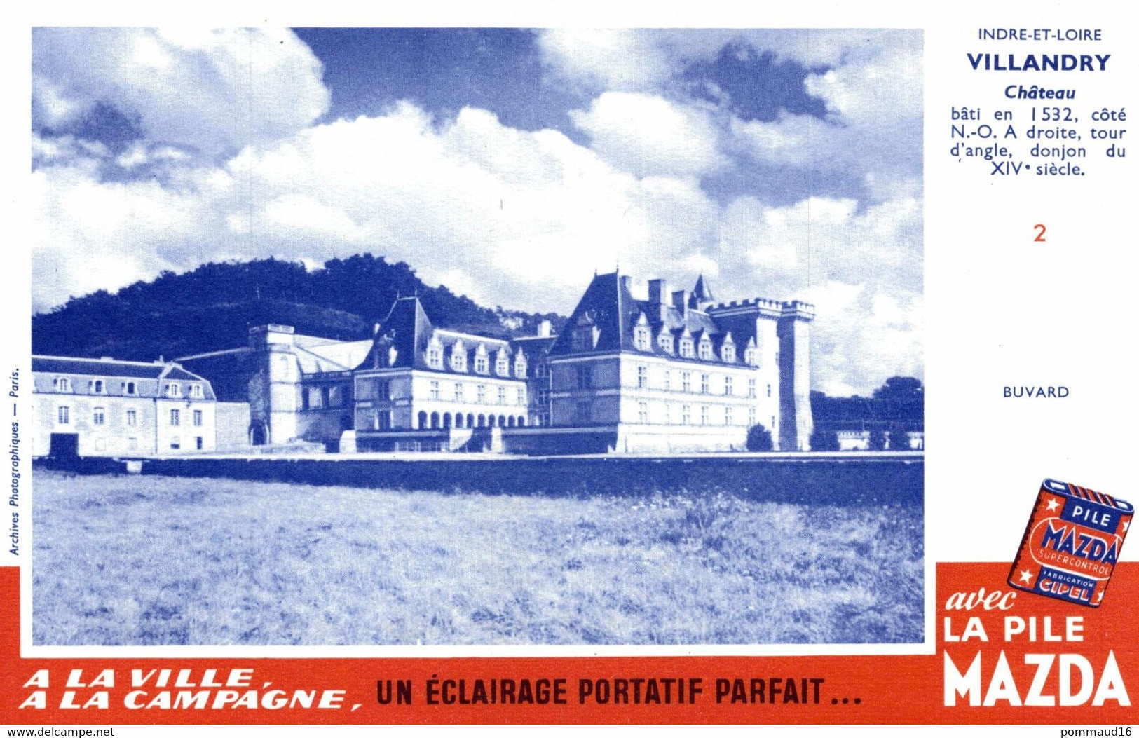 Buvard Mazda Villandry Château - Piles