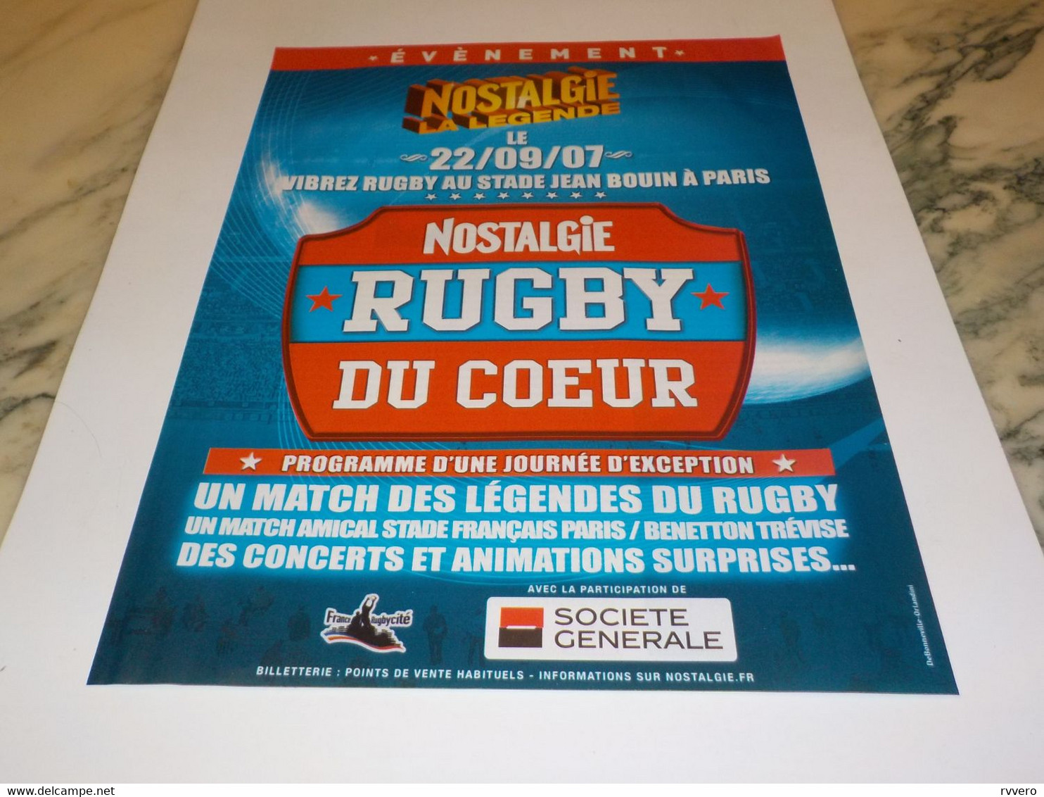 ANCIENNE PUBLICITE RUGBY DU COEUR AVEC NOSTALGIE 2007 - Rugby