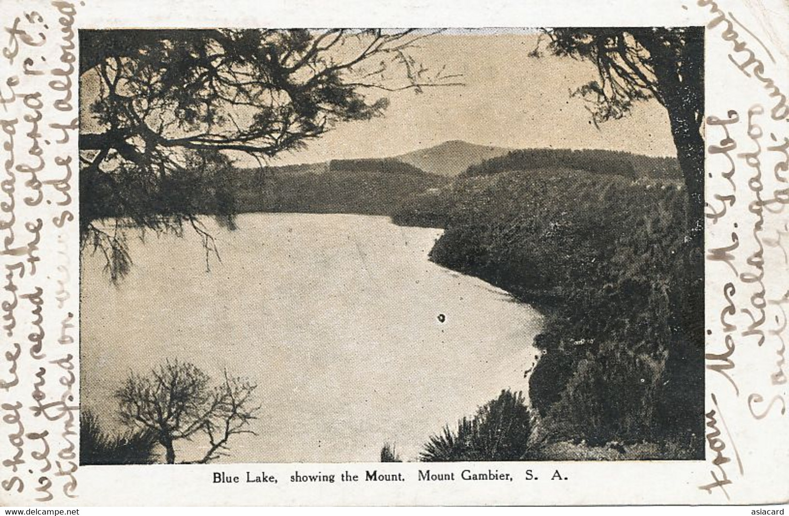 Blue Lake Showing The Mount Mount Gambier  P. Used F. De Boissieu Chateau De La Foret Toulon Sur Allier . Light Crease - Mt.Gambier