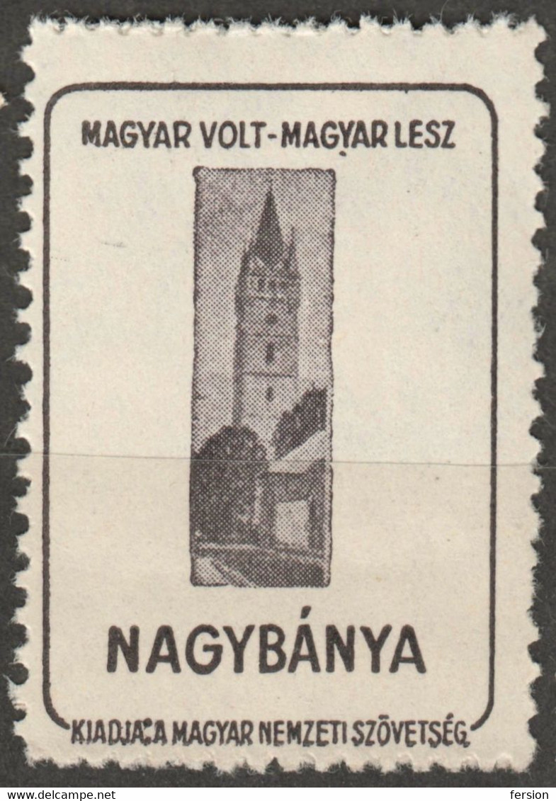 Nagybánya Baia Mare St. Stephen Tower Castle Occupation WW1 Romania Hungary Transylvania - Vignette Label Cinderella - Transylvania