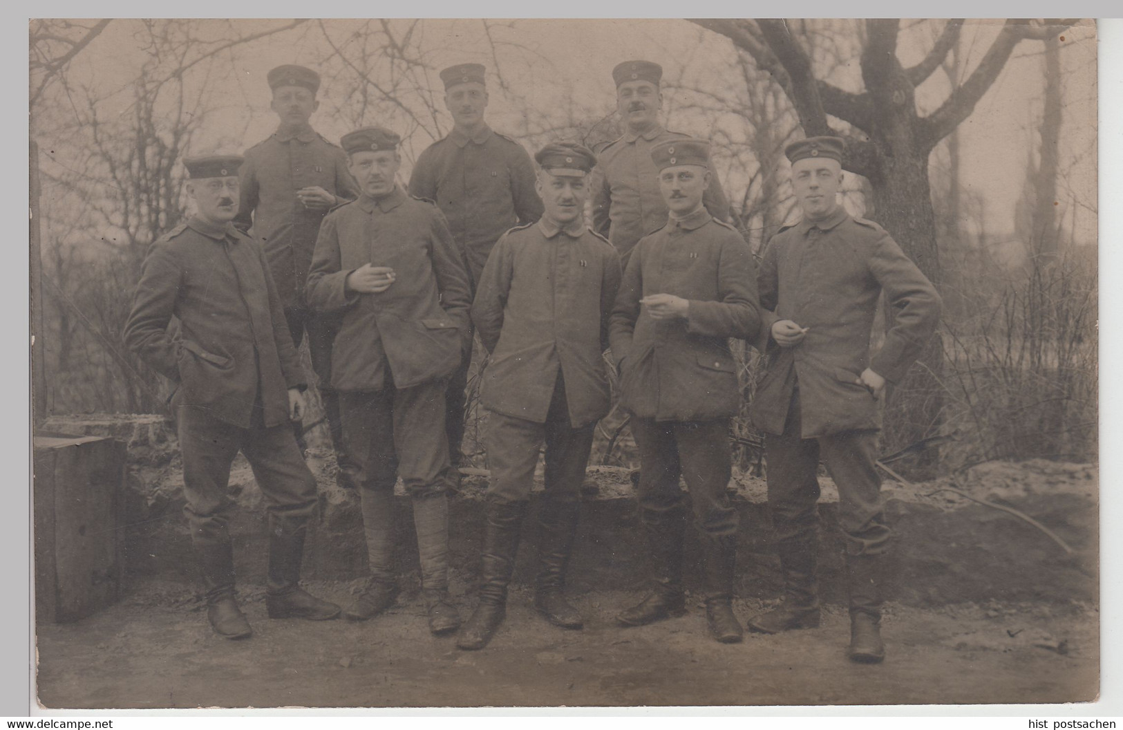(F16230) Orig. Foto Deutsche Soldaten 1.WK, Gruppenbild Im Freien 1914-18 - Guerra, Militari