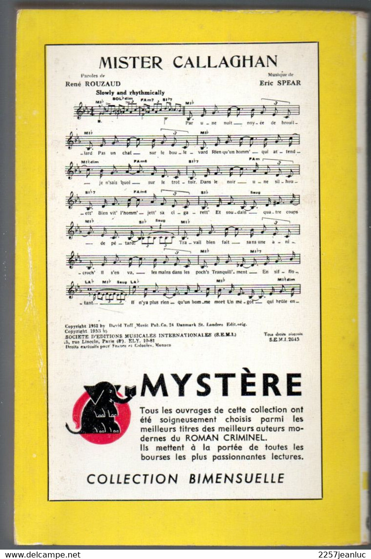 Peter Cheyney - Monsieur Callachan Editions Presses De La Cité N: 142  De 1953 - Presses De La Cité