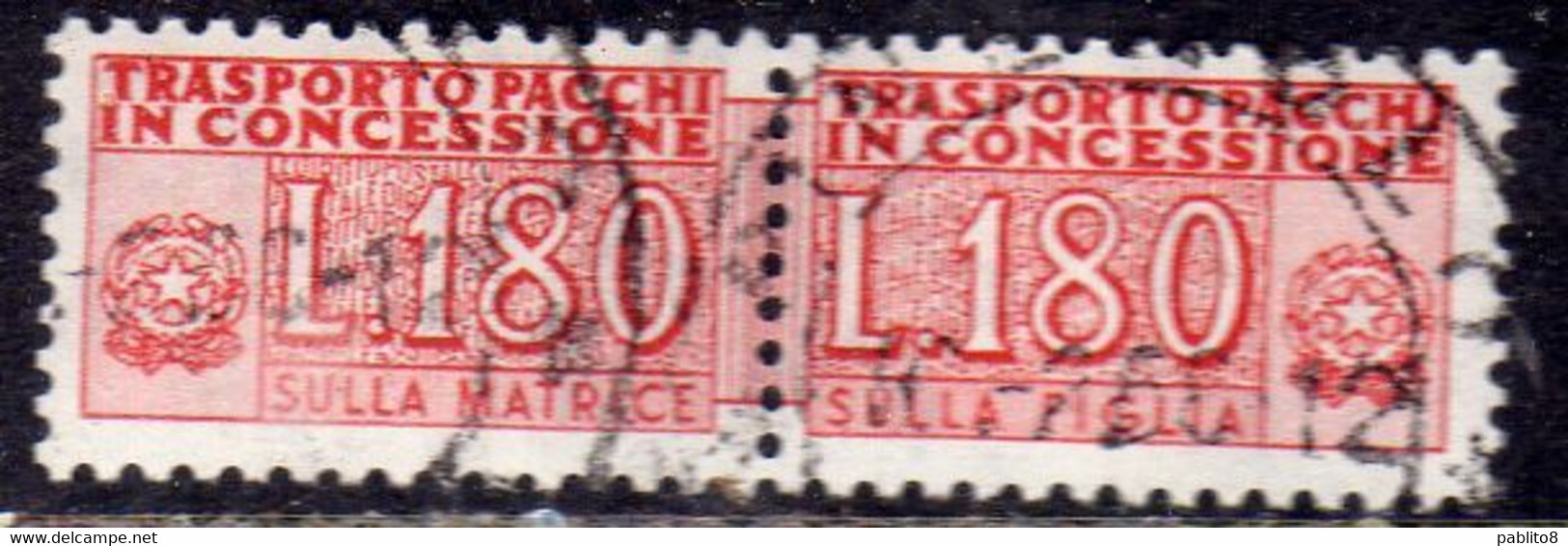 ITALIA REPUBBLICA ITALY REPUBLIC 1955 1981 PACCHI IN CONCESSIONE PARCEL POST STELLE STARS 1966 LIRE 180 USATO USED OBLIT - Concessiepaketten
