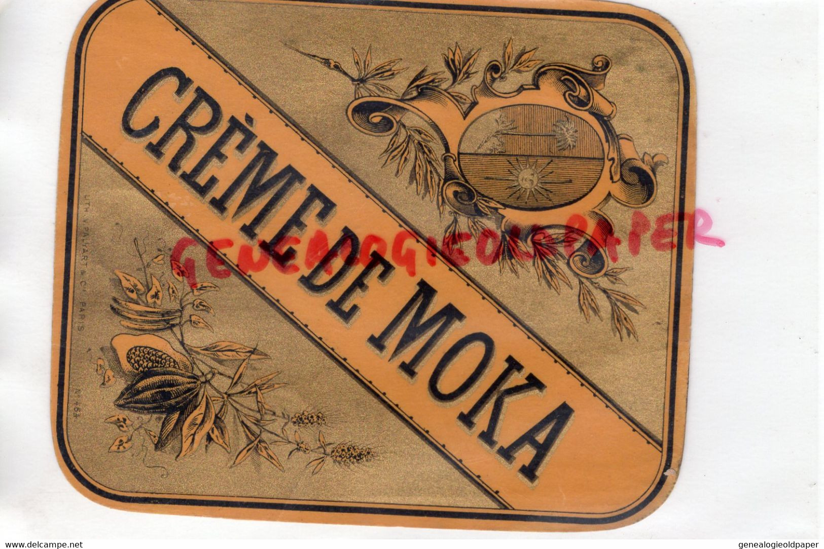 ETIQUETTE CREME DE MOKA - IMPRIMERIE LITHOGRAPHIE V. PALYART PARIS - Alimentaire