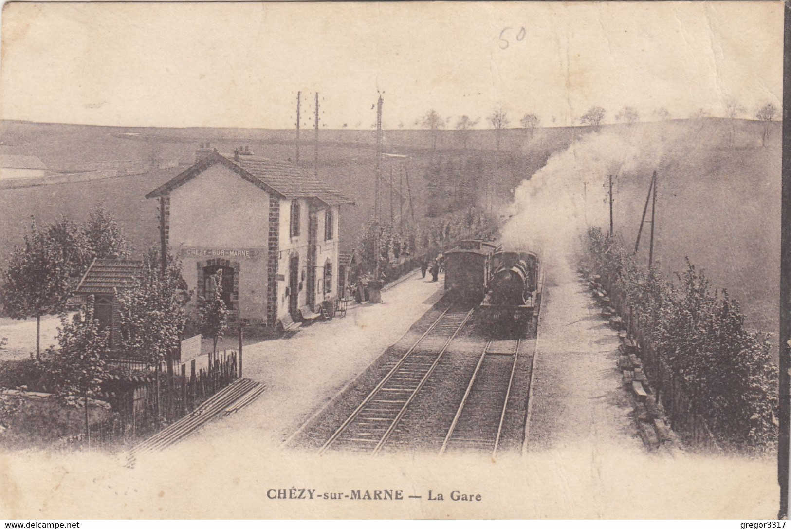 7890) CHEZY Sur MARNE - La GARE - BAHNHOF Mit DAMPFLOK - ZUG - Begegnung - VERY OLD - Autres & Non Classés