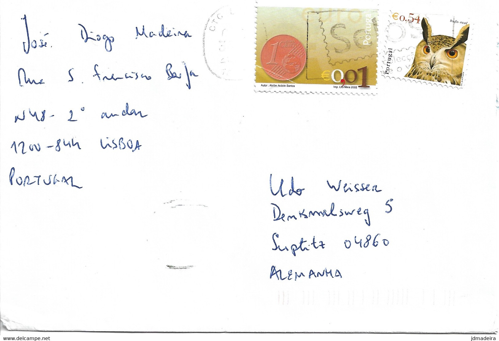 Portugal Cover With Bird Stamp - Brieven En Documenten