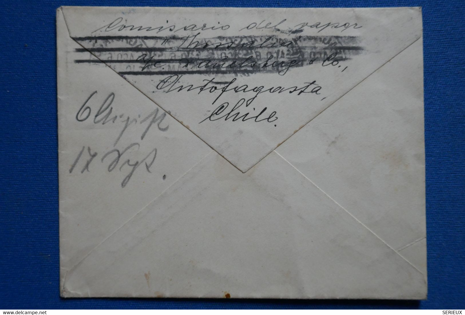 Y5 CHILE SEAPOST  BELLE LETTRE  RARE   1915 POSTE MARITIME SUR  HAMBURG  POUR TURN AUTRICHE VIA PANAMA + + AFF. PLAISANT - Chili