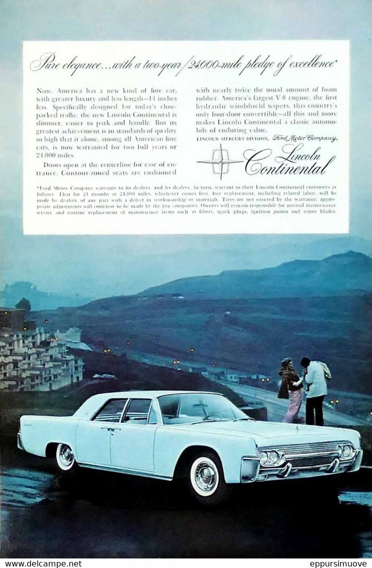 Publicité Papier VOITURE LINCOLN CONTINENTAL Aug 1961 NG P1050886 - Werbung