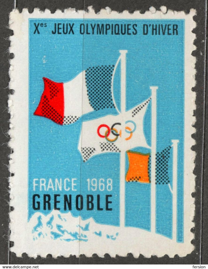 1968 Winter Olympic Games - FRANCE Grenoble - Label Vignette Cinderella / FLAG MOUNTAIN - Winter 1968: Grenoble