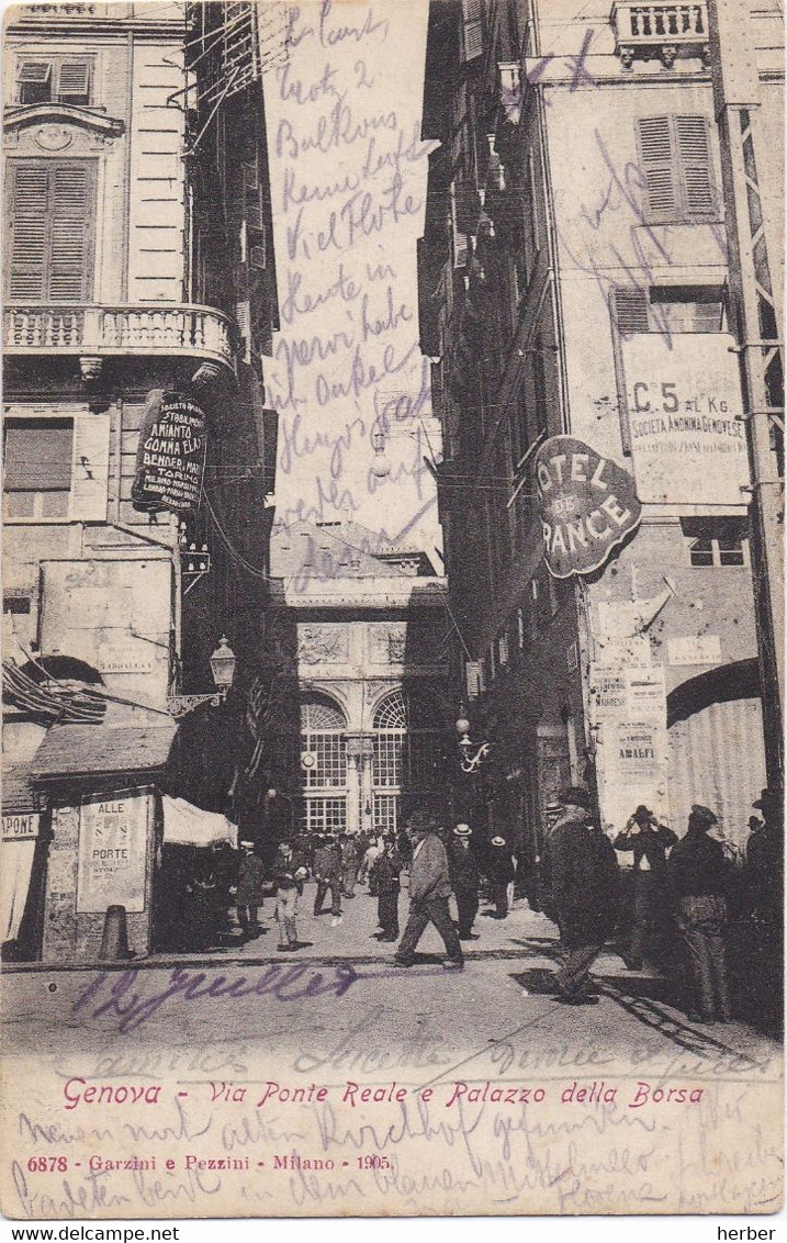 GENOVA - GENOA - 1908 - Via Ponte Reale E Palazzo Della Borsa - Genova (Genoa)