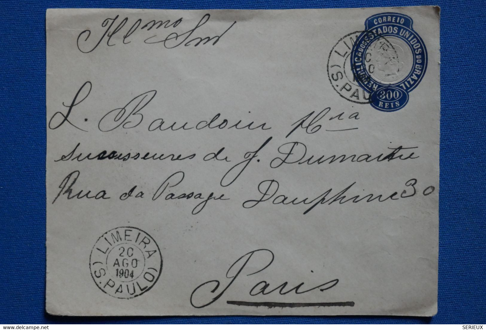 Y5 BRESIL  BELLE LETTRE DEVANT 1904  LIMEIRA SAO PAULO POUR  PARIS PL DAUPHINE+ + AFFRANCH PLAISANT - Cartas & Documentos
